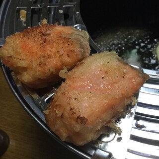 銀鮭の昆布茶で天ぷら